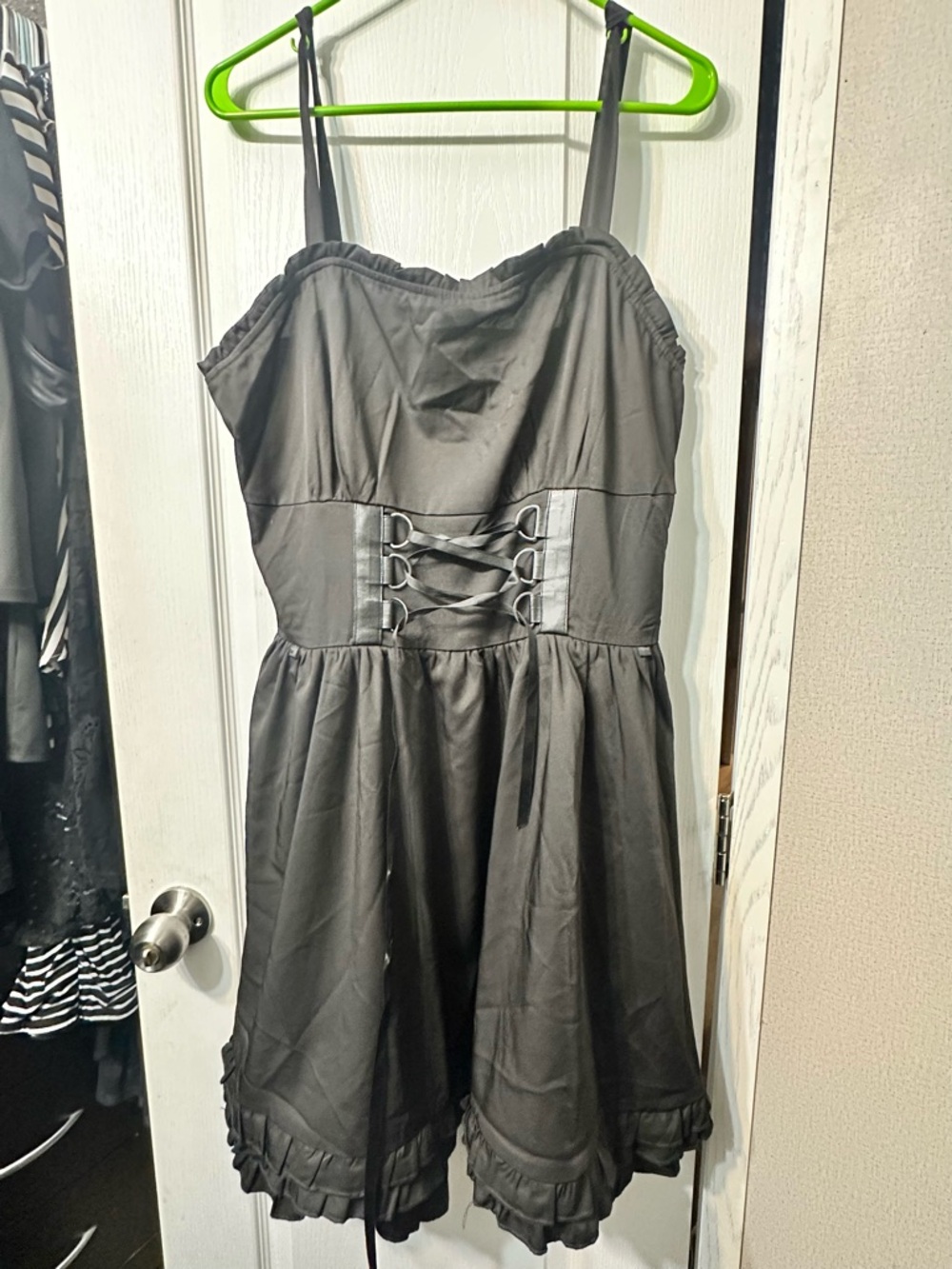 Strappy Black Corset-Detail Mini Dress